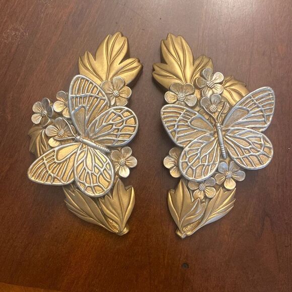Vintage 1992 Miller Studio Chalkware Charming Butterflies Wall Plaque Set Decor - Picture 1 of 12